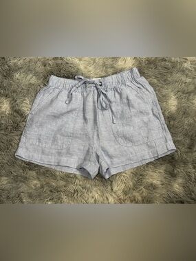C&C California 100% Linen Drawstring Shorts Size Small Light Blue